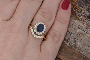 Sapphire wedding ring set-Art deco wedding set-Bridal set ring-Sapphire diamond ring-Vintage bridal set-Custom made jewelry-Art deco wedding,Bridal set ring,Custom ring,diamond engagement,engagement ring,free shipping,gold ring,Halo engagement ring,promise ring,Ring,Sapphire ring,Sapphire wedding set,Vintage bridal set,wedding sets