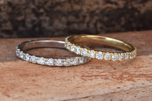 Dainty gold ring diamond-Art deco wedding band-Diamond wedding band-Eternity wedding band-Diamond Engagement Ring-Classic band-For her-