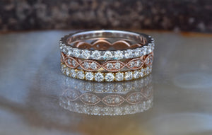 Dainty gold ring diamond-Art deco wedding band-Diamond wedding band-Eternity wedding band-Diamond Engagement Ring-Classic band-For her-