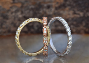 Dainty gold ring diamond-Art deco wedding band-Diamond wedding band-Eternity wedding band-Diamond Engagement Ring-Classic band-For her-