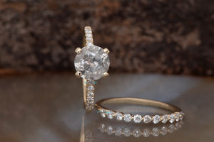 3.96ct salt&pepper diamond-Salt and Pepper diamond engagement ring-4ct solitaire ring-Promise ring-Salt and pepper ring-Wedding set-4ct