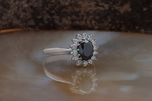 2 ct oval ring-1 ct Black diamond ring-1 ct Diamond ring- Gatsby Diamond Engagement Ring-Promise ring-Vintage black diamond ring