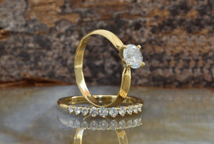 Bridal set rings yellow gold-Diamond wedding set 1.50 carat-Cluster wedding ring set-Promise ring-Art deco wedding ring set-Custom ring-1 carat diamond ring,Art deco ring,Bridal set rings,Cluster wedding ring,custom ring,diamond engagement,diamond ring,for her,free shipping,gold ring,Halo engagement ring,promise ring,wedding sets