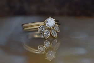 1.40 ct diamond ring-Matching rings-Bridal ring set-Cluster wedding set-Bridal ring sets art deco-4 prong engagement-Gold Solitaire Ring