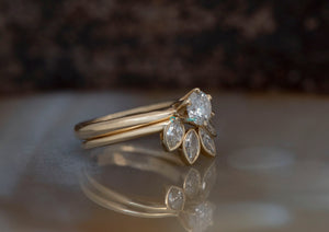 1.40 ct diamond ring-Matching rings-Bridal ring set-Cluster wedding set-Bridal ring sets art deco-4 prong engagement-Gold Solitaire Ring