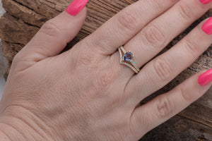 Tanzanite engagement ring-Tanzanite ring- Stacking ring set-Cluster wedding set-Bridal ring set-Curved band set-Bridal ring sets for women