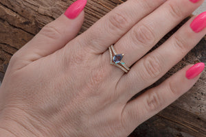 Tanzanite engagement ring-Tanzanite ring- Stacking ring set-Cluster wedding set-Bridal ring set-Curved band set-Bridal ring sets for women
