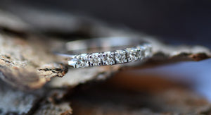 Curved ring-Cluster wedding band-Eternity Wedding Band-Diamond ring-Diamond Band-Stacking gold rings-Half-Eternity Ring-Wedding ring