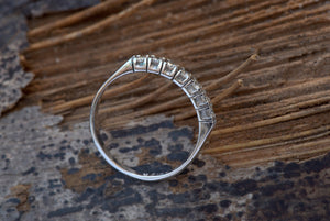 Curved ring-Cluster wedding band-Eternity Wedding Band-Diamond ring-Diamond Band-Stacking gold rings-Half-Eternity Ring-Wedding ring