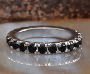 1 ct black diamond ring-Micro pave ring-Black diamond band-Stacking rings-Matching bands-Black Diamond Ring-Solid gold ring-Matching rings