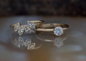 Pair of Diamond Wedding Ring Guards 14K White Gold, Size 6.25