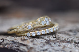 Filigree engagement wedding set-Diamond Bridal set-Vintage ring-anniversary gift,Art deco ring,bridal jewelry,Diamond Bridal set,diamond engagement,diamond ring,engagement ring,filigree ring,Promise ring,Unique diamond ring,Vintage ring,wedding ring,yellow gold ring