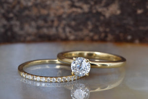 Classic wedding  set-Bridal set rings yellow gold-Solitaire wedding ring set-Promise ring-1 carat diamond ring,Art deco ring,Bridal set rings,Classic wedding  set,Cluster wedding ring,custom ring,diamond engagement,diamond ring,for her,free shipping,gold ring,promise ring,wedding sets