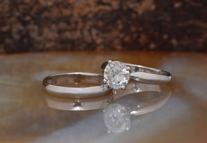 Classic wedding ring-Bridal set rings white gold-Estate diamond ring set-Promise ring-Art deco wedding ring set-4 prong solitaire ring