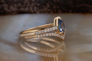 Tanzanite engagement ring-Tanzanite ring- Stacking ring set-Cluster wedding set-Bridal ring set-Curved band set-Bridal ring sets for women
