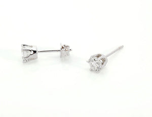 Gold Earrings with zirconia 1 Carats-14K White Gold Earrings-Stud Earrings-Women Jewelry-Zircon jewelry-Cubic zirconia earrings