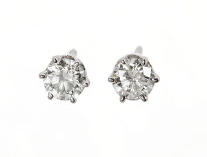 Gold Earrings with zirconia 1 Carats-14K White Gold Earrings-Stud Earrings-Women Jewelry-Zircon jewelry-Cubic zirconia earrings