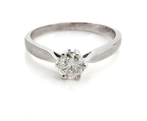 Cubic Zirconia Solitaire Ring-14k White Gold ring-Cubic Zirconia Ring-Gemstone Ring-Promise Ring-Anniversary present-For her- Cubic Zirconia