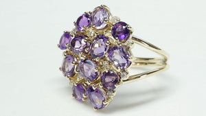 Amethyst Diamond Engagement Ring -Yellow Gold Ring-Anniversary ring-Multistone ring-Birthday present-Amethyst ring-Amethyst for her-amethyst engagement,amethyst gemstone,amethyst ring,anniversary gift,diamond ring,engagement ring,February birthstone,Gemstone,multistone ring,natural amethyst,natural diamonds,Oval,purple stone,Ring,Round,vintage ring,vs,vvs,yellow gold ring