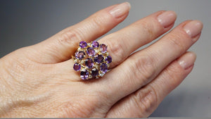 Amethyst Diamond Engagement Ring -Yellow Gold Ring-Anniversary ring-Multistone ring-Birthday present-Amethyst ring-Amethyst for her-amethyst engagement,amethyst gemstone,amethyst ring,anniversary gift,diamond ring,engagement ring,February birthstone,Gemstone,multistone ring,natural amethyst,natural diamonds,Oval,purple stone,Ring,Round,vintage ring,vs,vvs,yellow gold ring